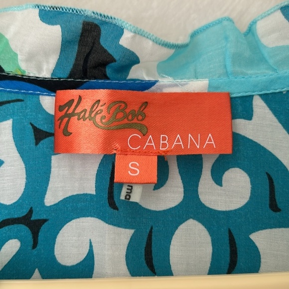 Hale Bob Cabana Artsy Silk Blend Beaded V-Neck Beach Cover Tunic sz small blue - Picture 6 of 9